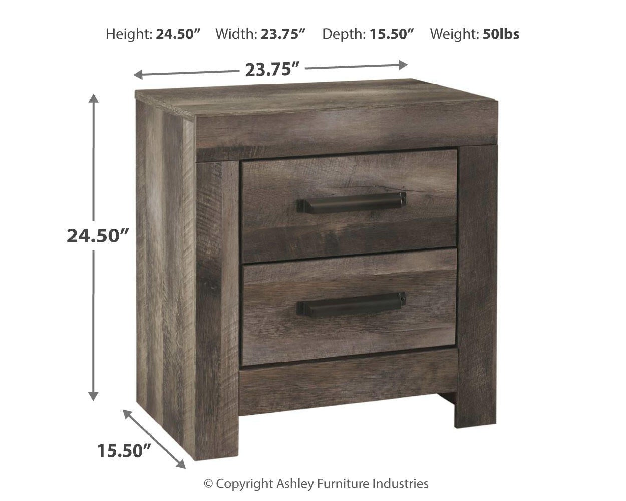 Wynnlow Two Drawer Night Stand - Discount Furniture Connection