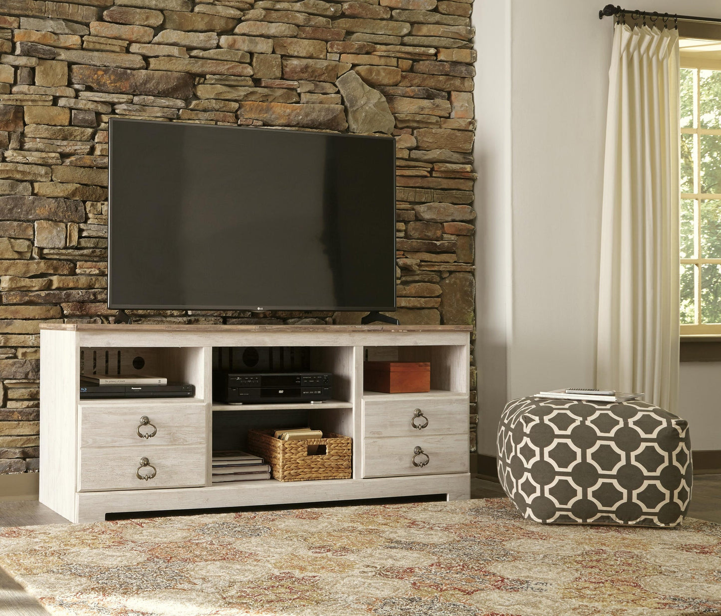 Willowton LG TV Stand w/Fireplace Option - Discount Furniture Connection