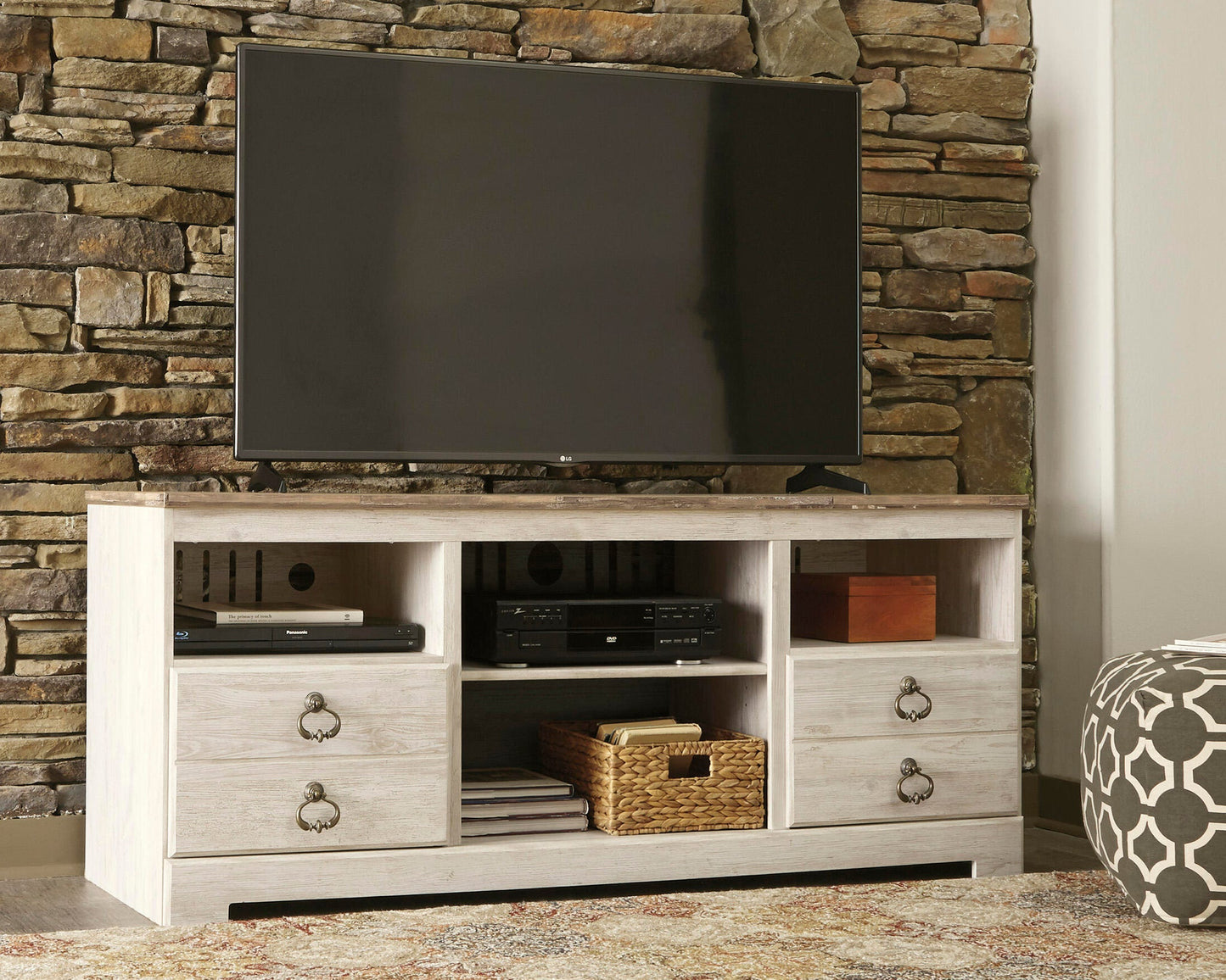 Willowton LG TV Stand w/Fireplace Option - Discount Furniture Connection