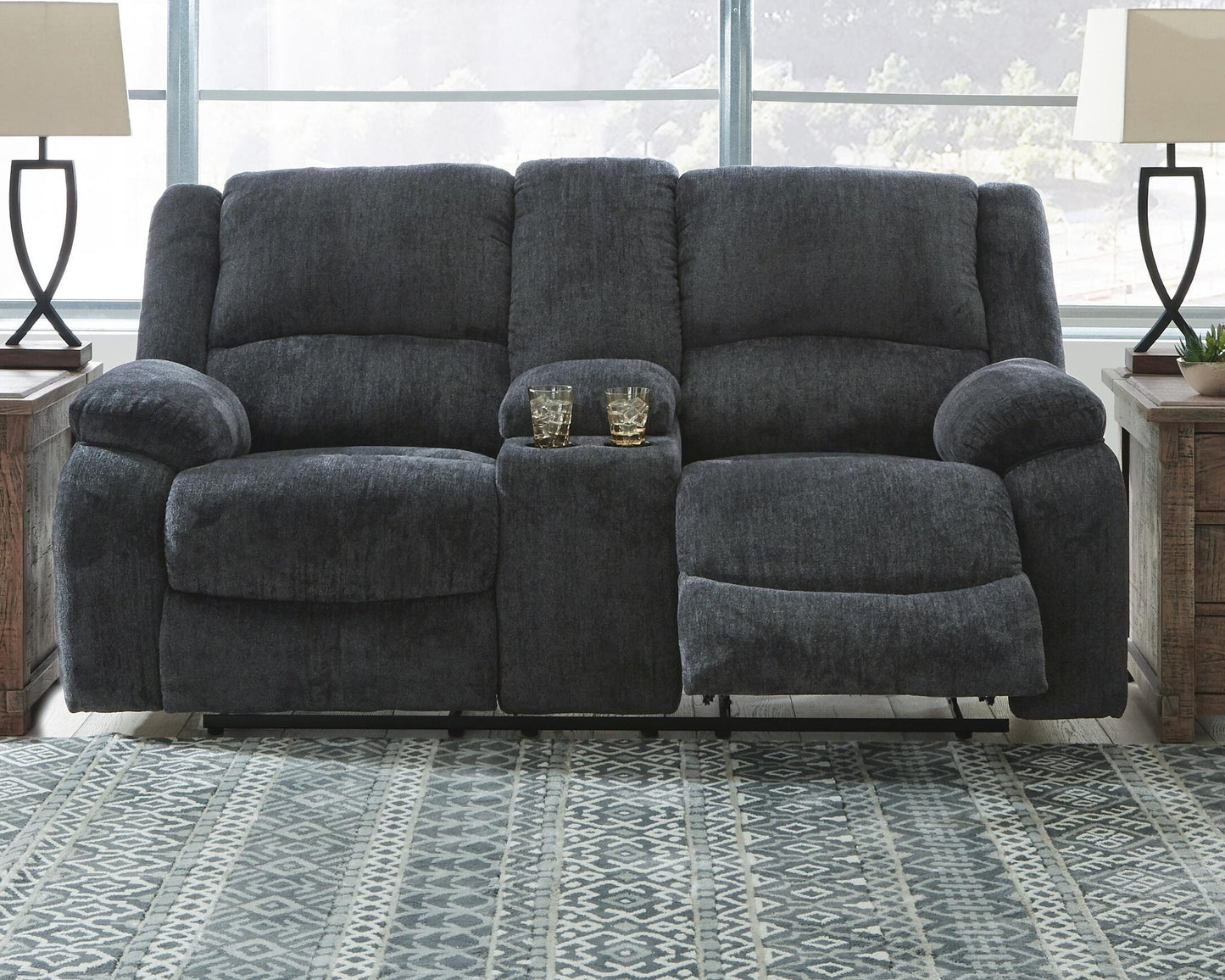 Draycoll DBL Rec Loveseat w/Console - Discount Furniture Connection