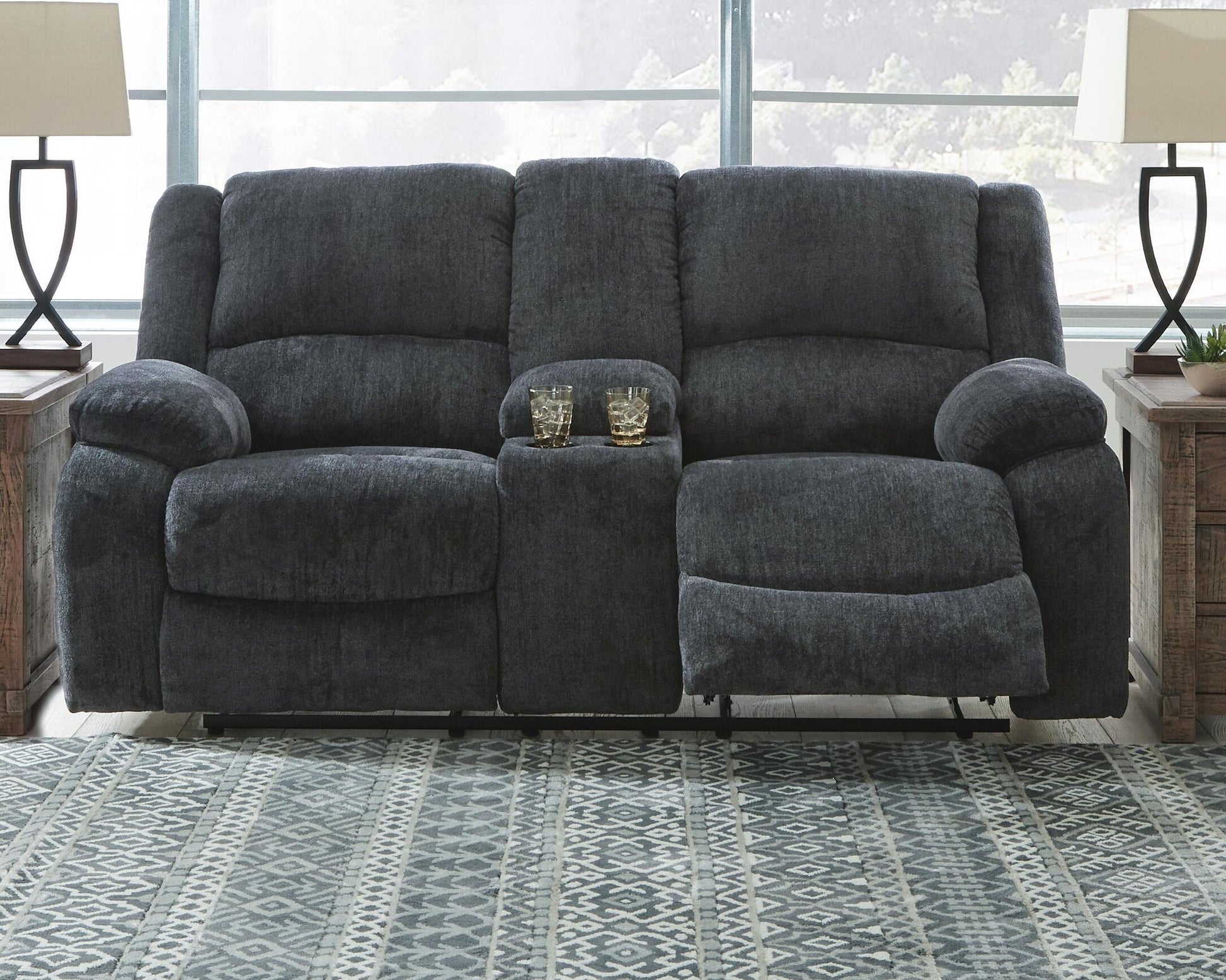 Draycoll DBL Rec Loveseat w/Console - Discount Furniture Connection