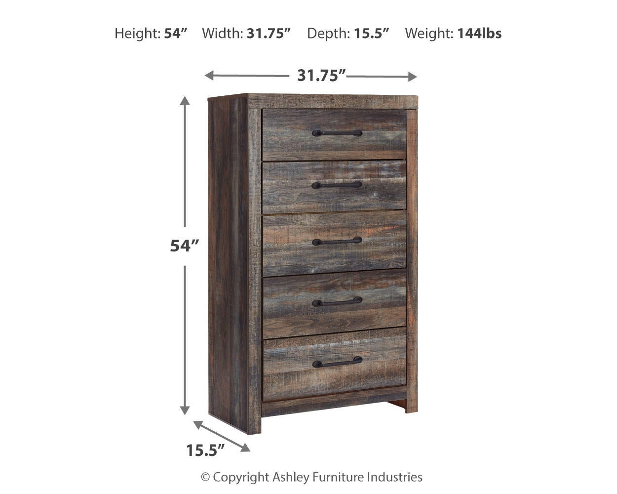 Drystan Five Drawer Chest - Discount Furniture Connection