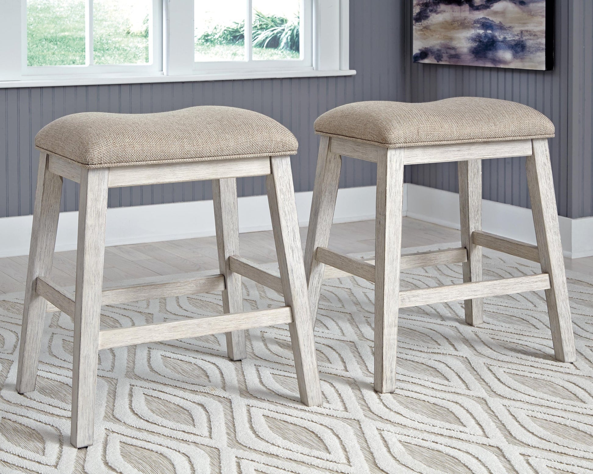 Skempton Upholstered Stool (2/CN) - Discount Furniture Connection