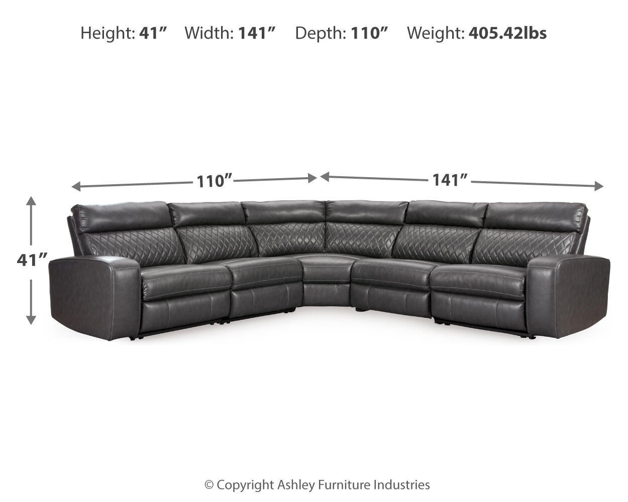 Samperstone 5-Piece Power Reclining Sectional - Discount Furniture Connection