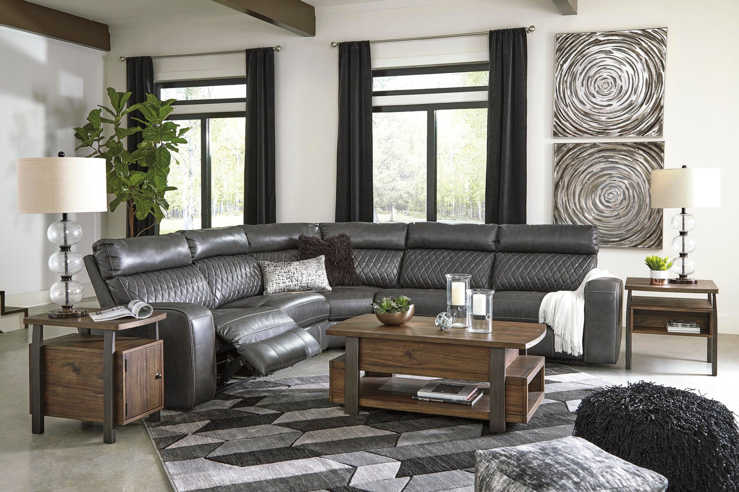 Samperstone 5-Piece Power Reclining Sectional - Discount Furniture Connection