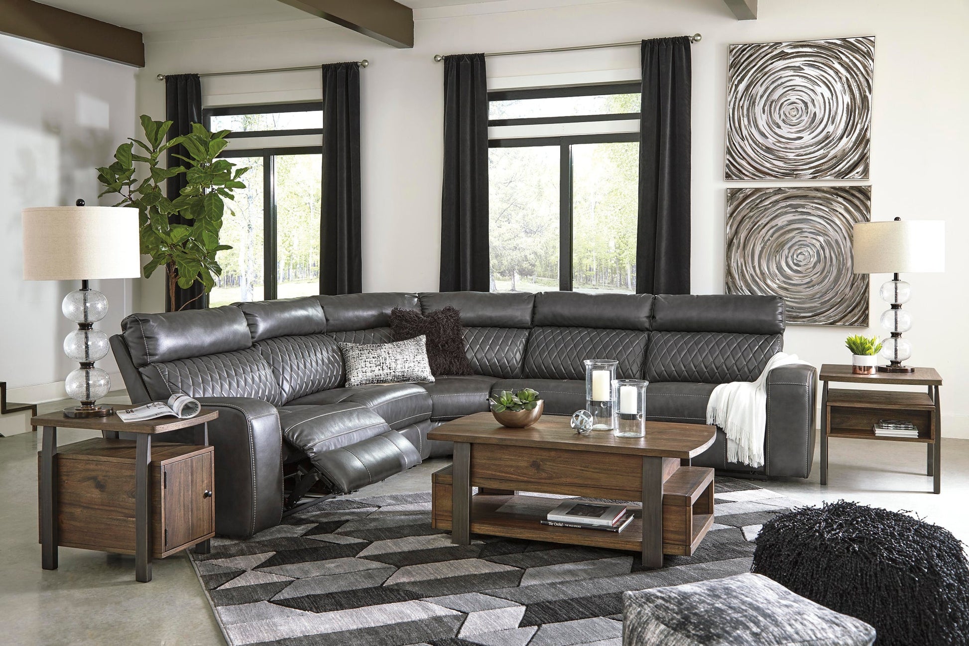 Samperstone 5-Piece Power Reclining Sectional - Discount Furniture Connection