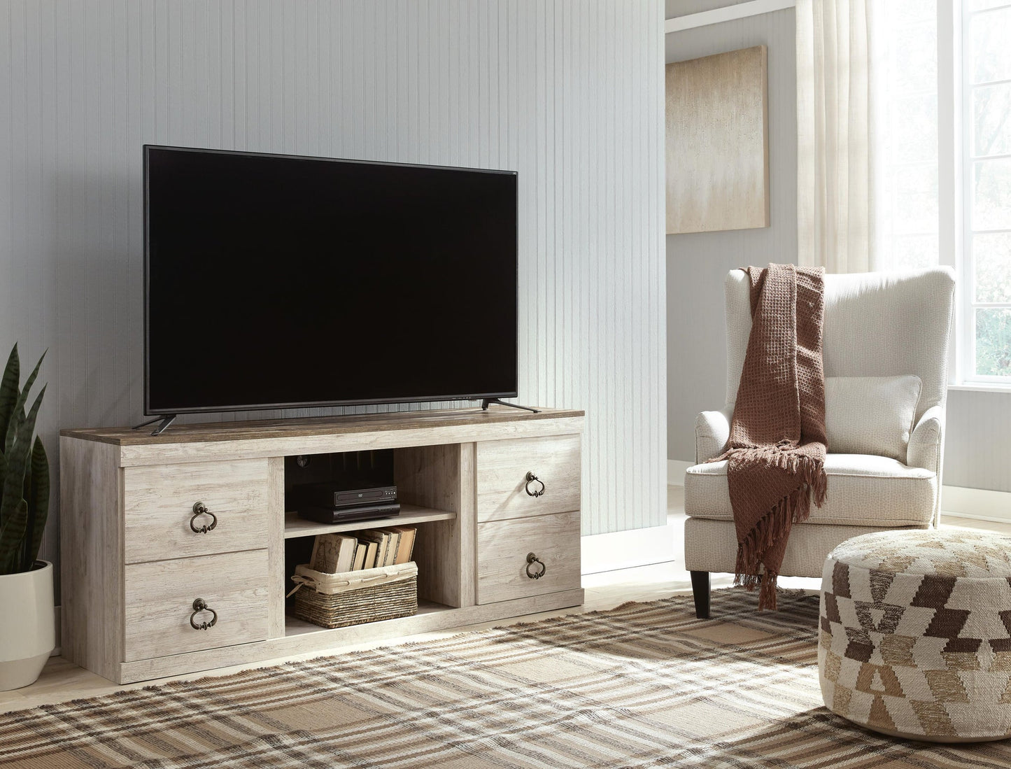 Willowton LG TV Stand w/Fireplace Option - Discount Furniture Connection