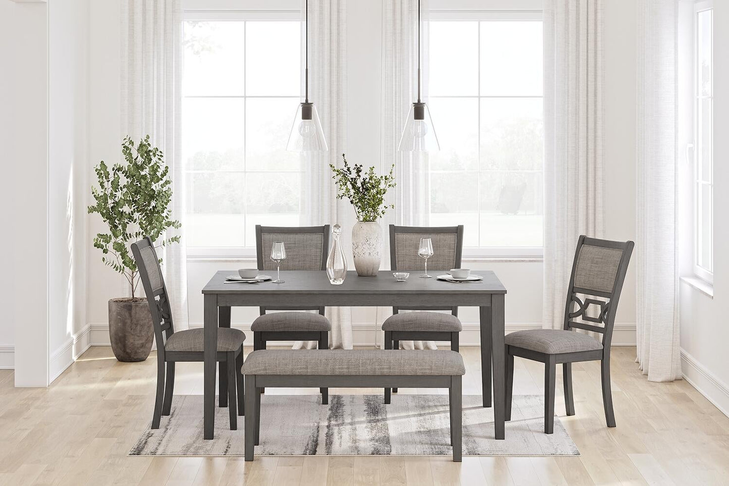 Wrenning Dining Room Table Set (6/CN) - Discount Furniture Connection