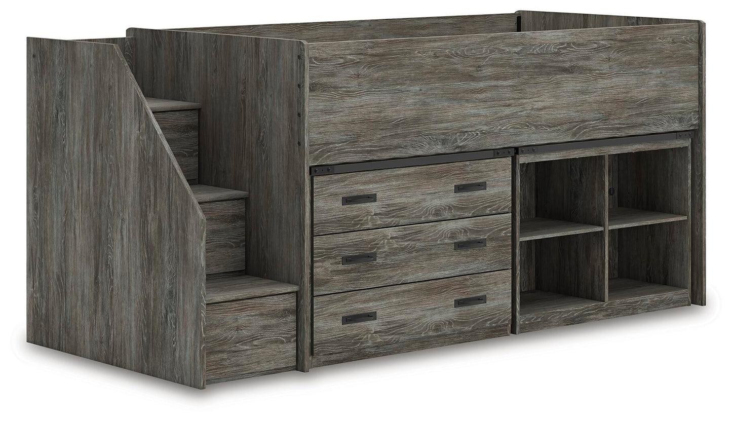 Frandern Twin Loft  Bed with Bookcase and Drawer Storage