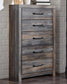 Drystan Queen Bookcase Bed with 2 Storage Drawers, Dresser, Mirror, Chest and Nightstand