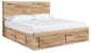 Hyanna Queen Panel Storage Bed with 1 Under Bed Storage Drawer, Dresser and Mirror