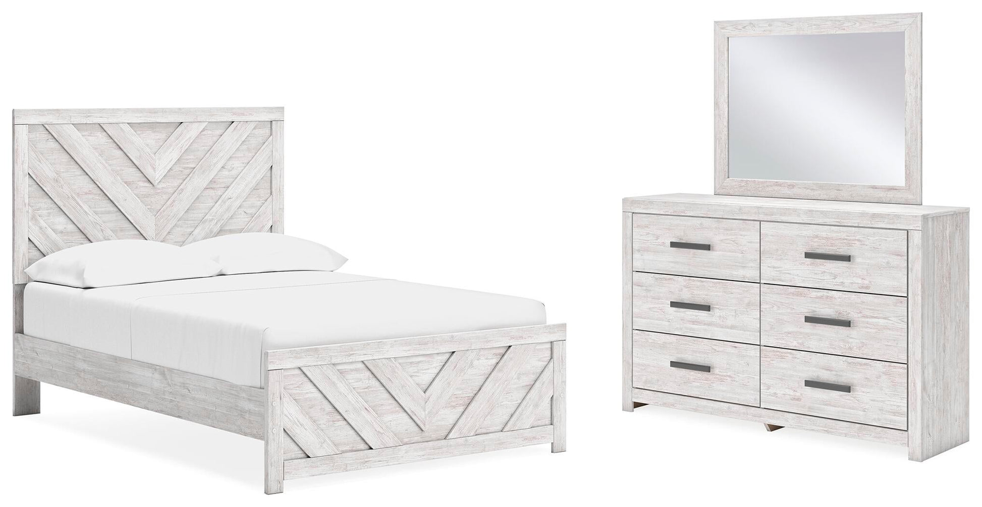 Cayboni Full Panel Bed with Mirrored Dresser - Discount Furniture Connection