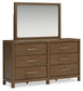 Cabalynn California King Upholstered Bed with Mirrored Dresser, Chest and Nightstand