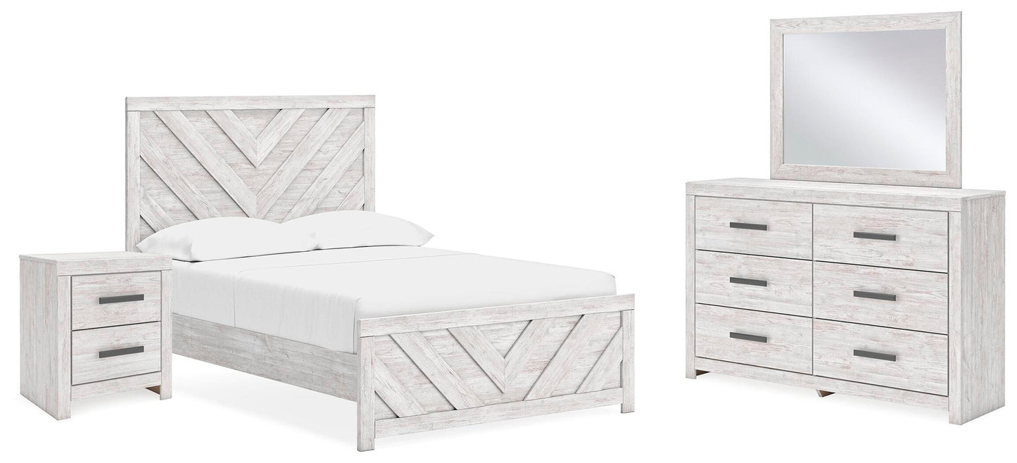 Cayboni Full Panel Bed with Mirrored Dresser and Nightstand - Discount Furniture Connection