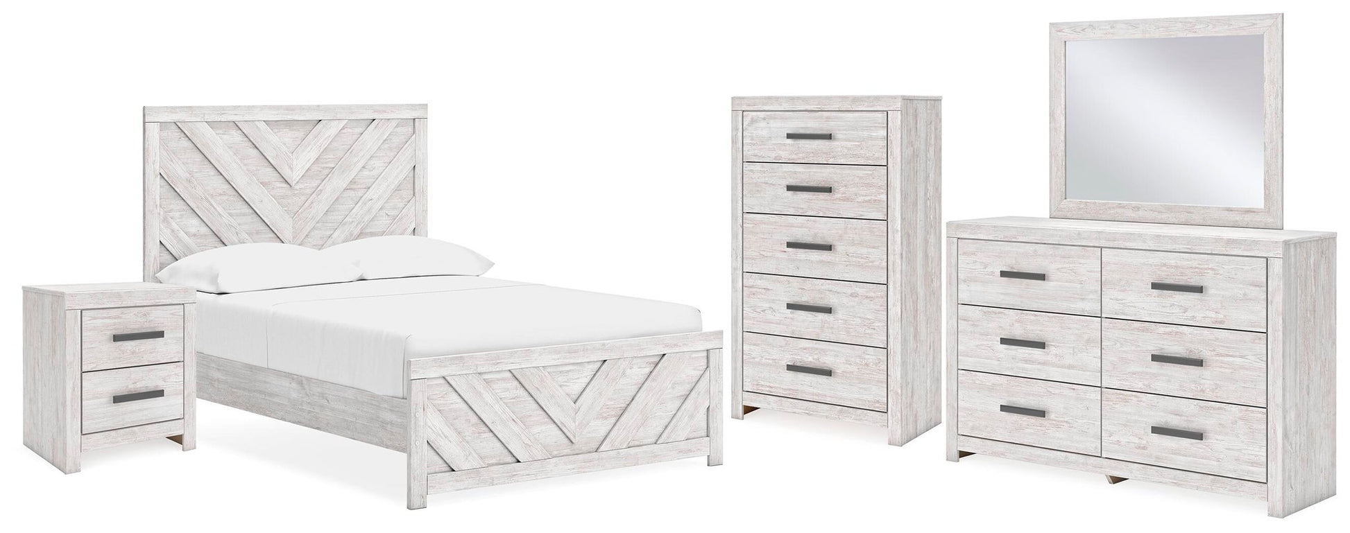 Cayboni Full Panel Bed, Dresser, Mirror, Chest and Nightstand - Discount Furniture Connection