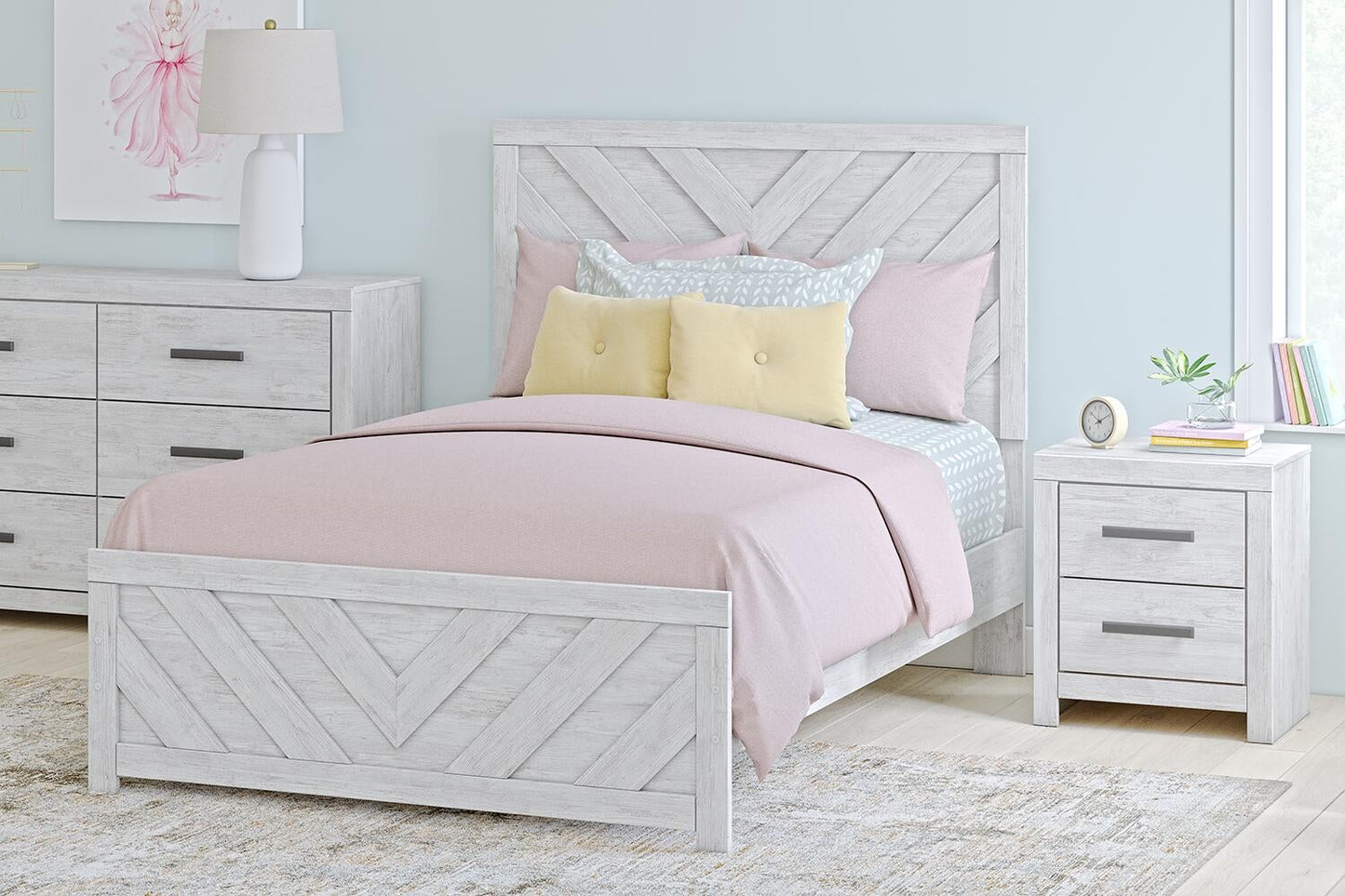 Cayboni Full Panel Bed, Dresser, Mirror, Chest and Nightstand - Discount Furniture Connection