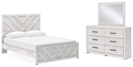 Cayboni Queen Panel Bed with Mirrored Dresser - Discount Furniture Connection