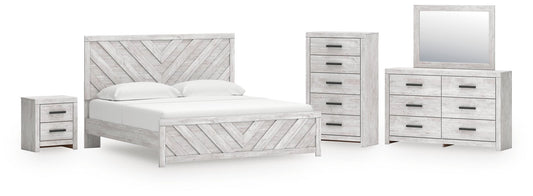 Cayboni King Panel Bed, Dresser, Mirror, Chest and Nightstand - Discount Furniture Connection