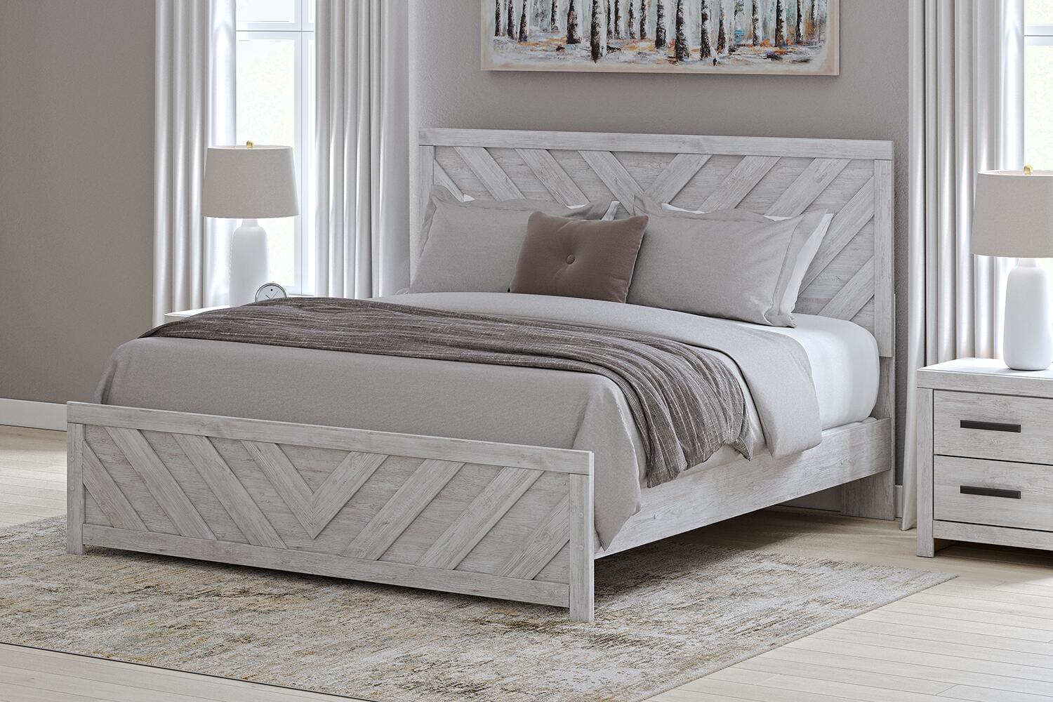 Cayboni King Panel Bed, Dresser, Mirror, Chest and Nightstand - Discount Furniture Connection