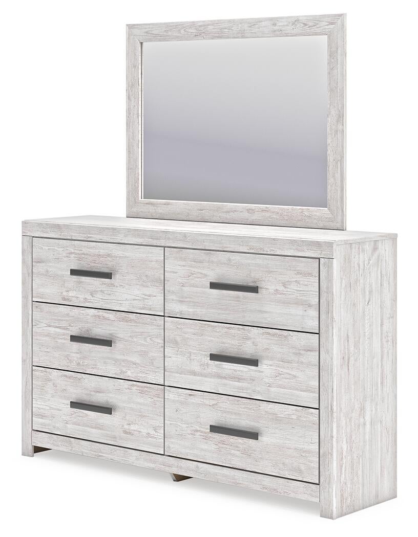 Cayboni King Panel Bed with Mirrored Dresser and Nightstand - Discount Furniture Connection