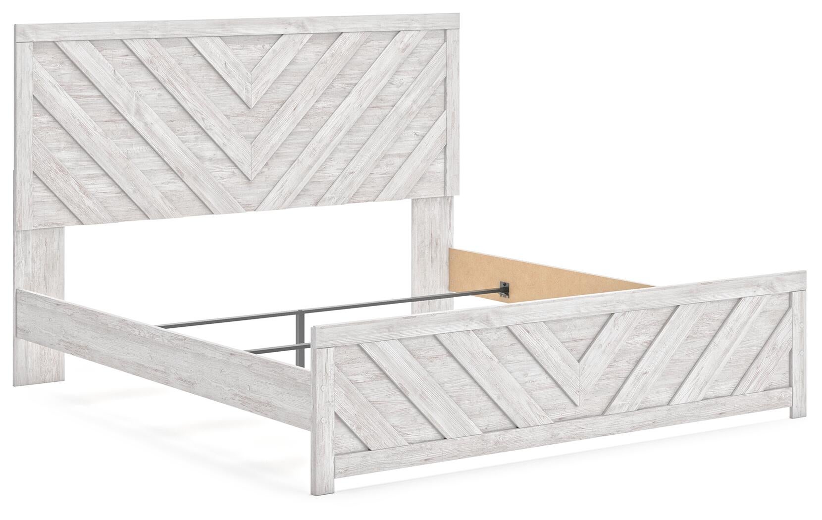 Cayboni King Panel Bed with Mirrored Dresser - Discount Furniture Connection