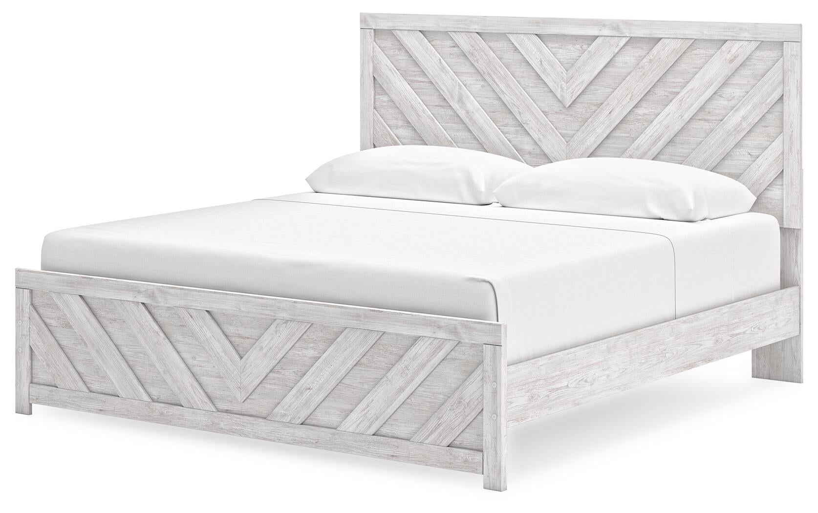 Cayboni King Panel Bed with Mirrored Dresser - Discount Furniture Connection
