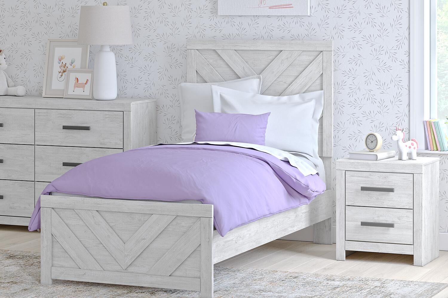 Cayboni Twin Panel Bed, Dresser, Mirror, Chest and Nightstand - Discount Furniture Connection