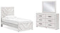 Cayboni Twin Panel Bed with Mirrored Dresser - Discount Furniture Connection
