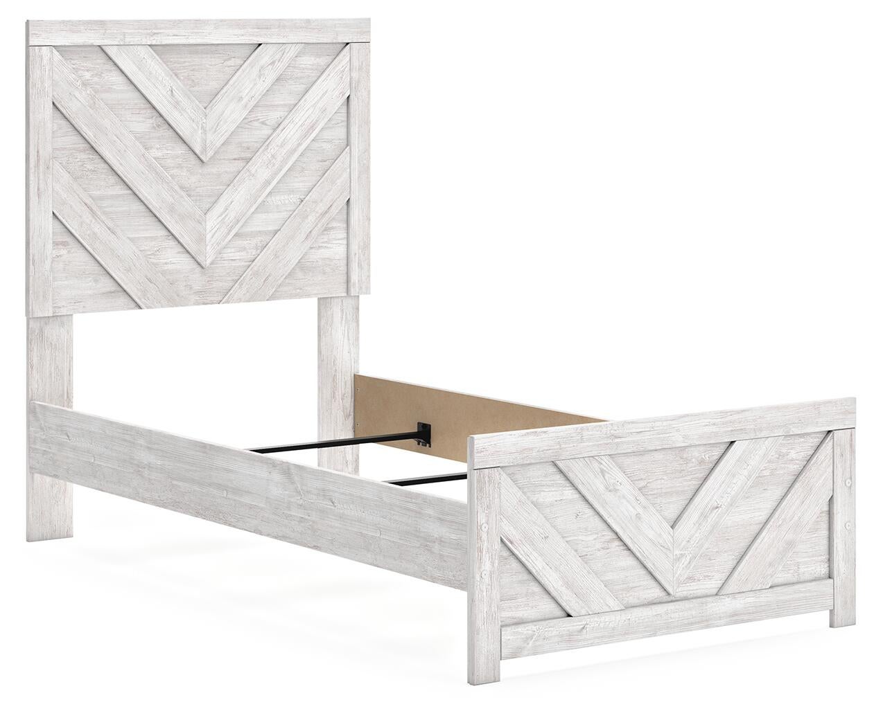 Cayboni Twin Panel Bed with Mirrored Dresser - Discount Furniture Connection