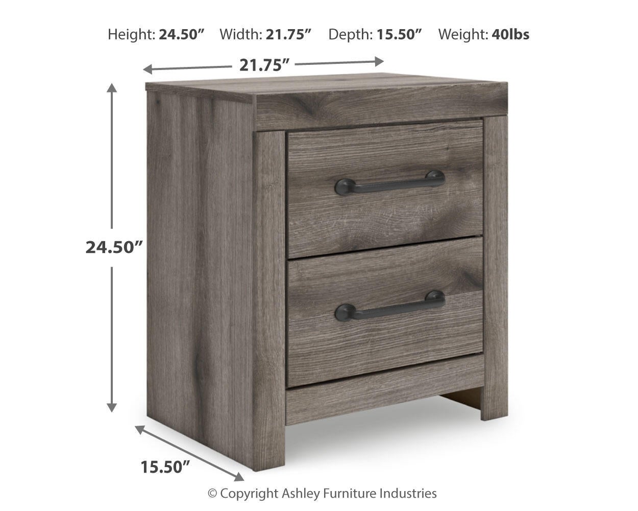 Graystorm Full Panel Bed with Storage, Dresser, Mirror and Nightstand