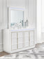 Chalanna King Upholstered Storage Bed, Dresser and Mirror