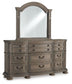 Ardenfield California King Upholstered Sleigh Bed, Dresser and Mirror