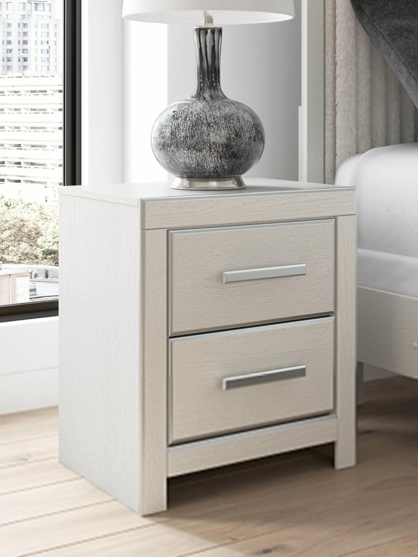 Zuraleus Queen Upholstered Panel Platform Bed, Dresser, Mirror, Chest and Nightstand