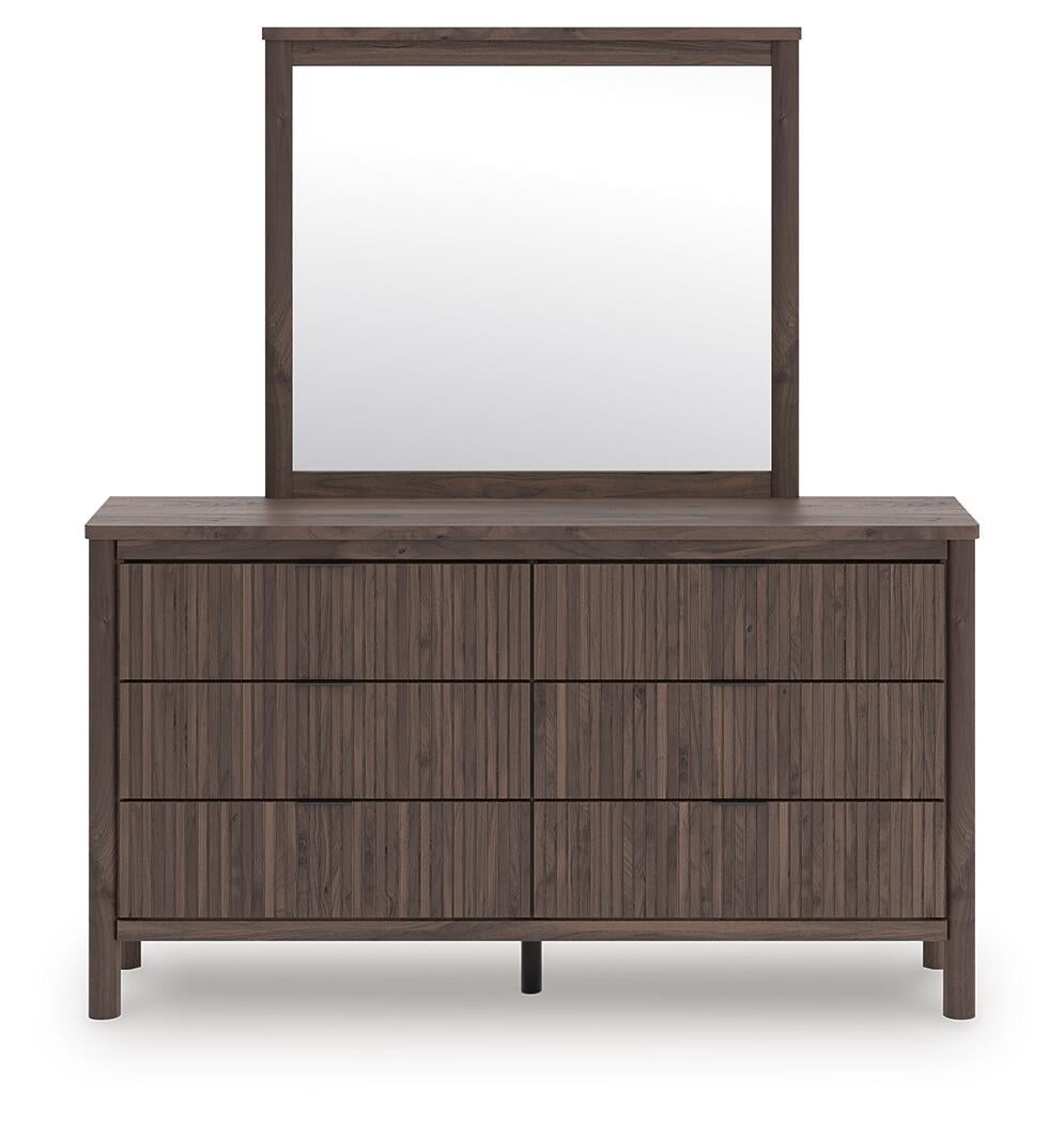 Pamytta Twin Panel Platform Bed, Dresser and Mirror