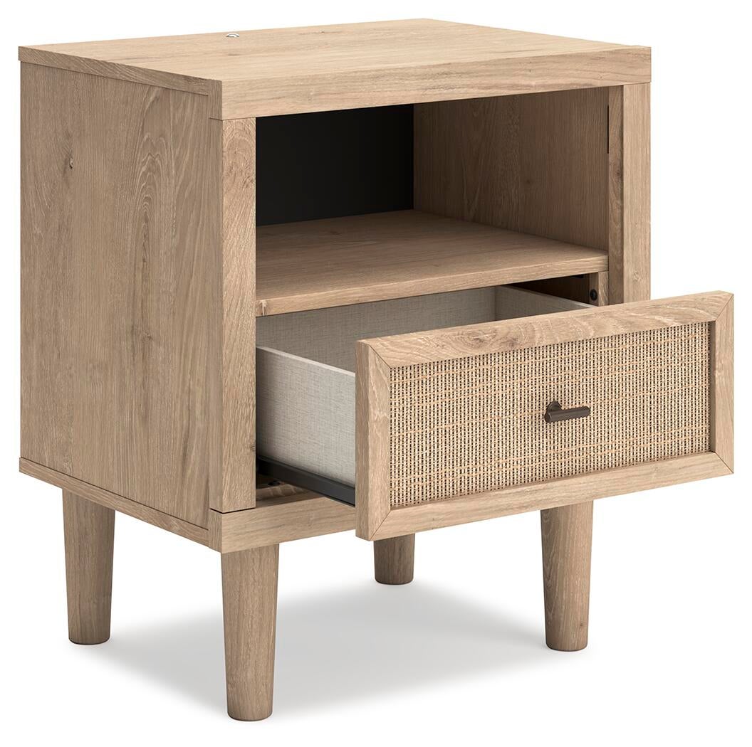 Cielden Queen Upholstered Bed with Roll Slats, Dresser, Mirror, Chest and Nightstand