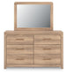 Kinlanni King Upholstered Platform Bed, Dresser and Mirror