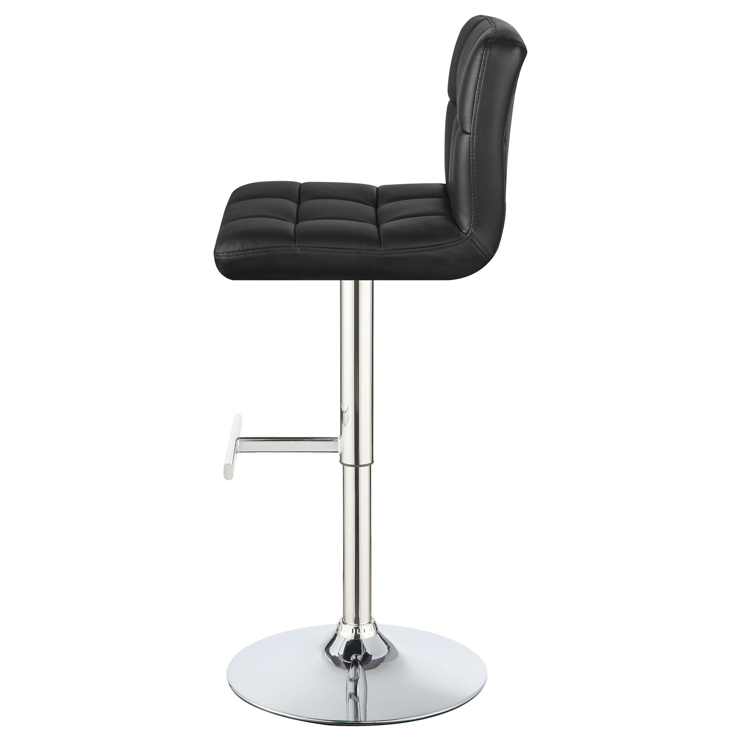 Lenny Upholstered Adjustable Bar Stool Black (Set of 2)