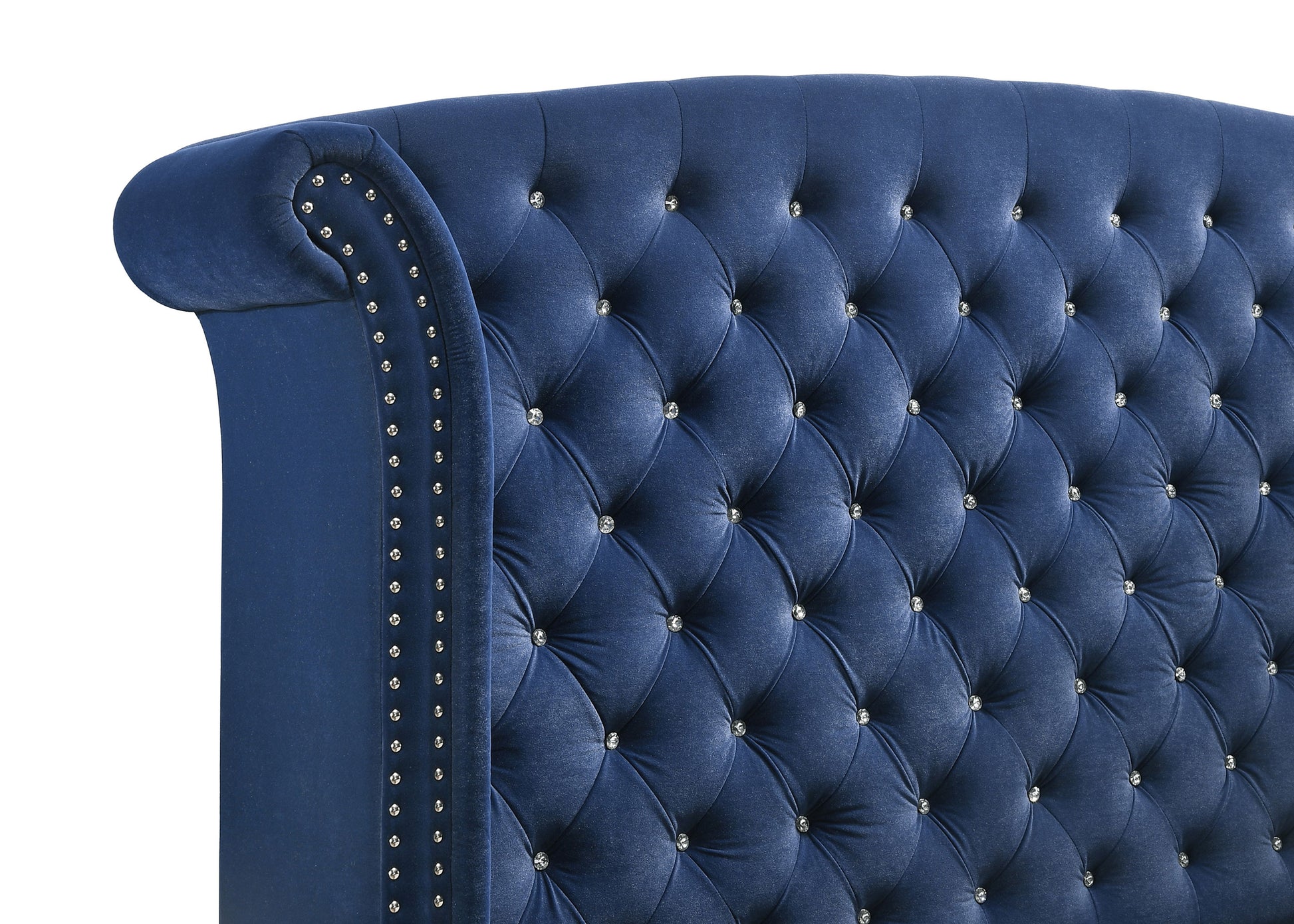 Melody Upholstered Eastern King Wingback Bed Pacific Blue - Discount Furniture Connection
