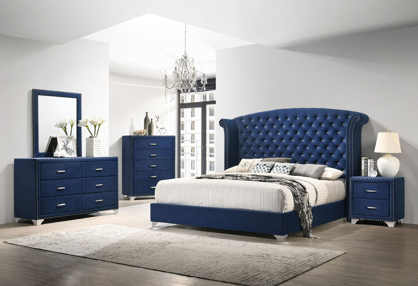 Melody Upholstered 2-drawer Nightstand Pacific Blue - Discount Furniture Connection