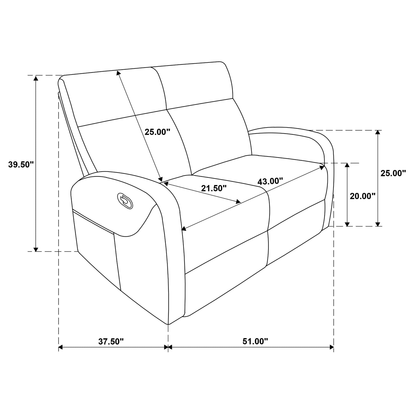 Hamilton Chenille Upholstered Manual Reclining Loveseat Charcoal Grey