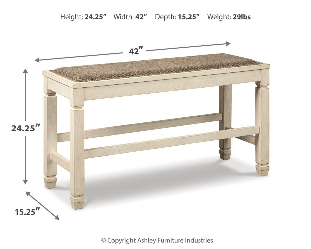 Bolanburg DBL Counter UPH Bench (1/CN) - Discount Furniture Connection