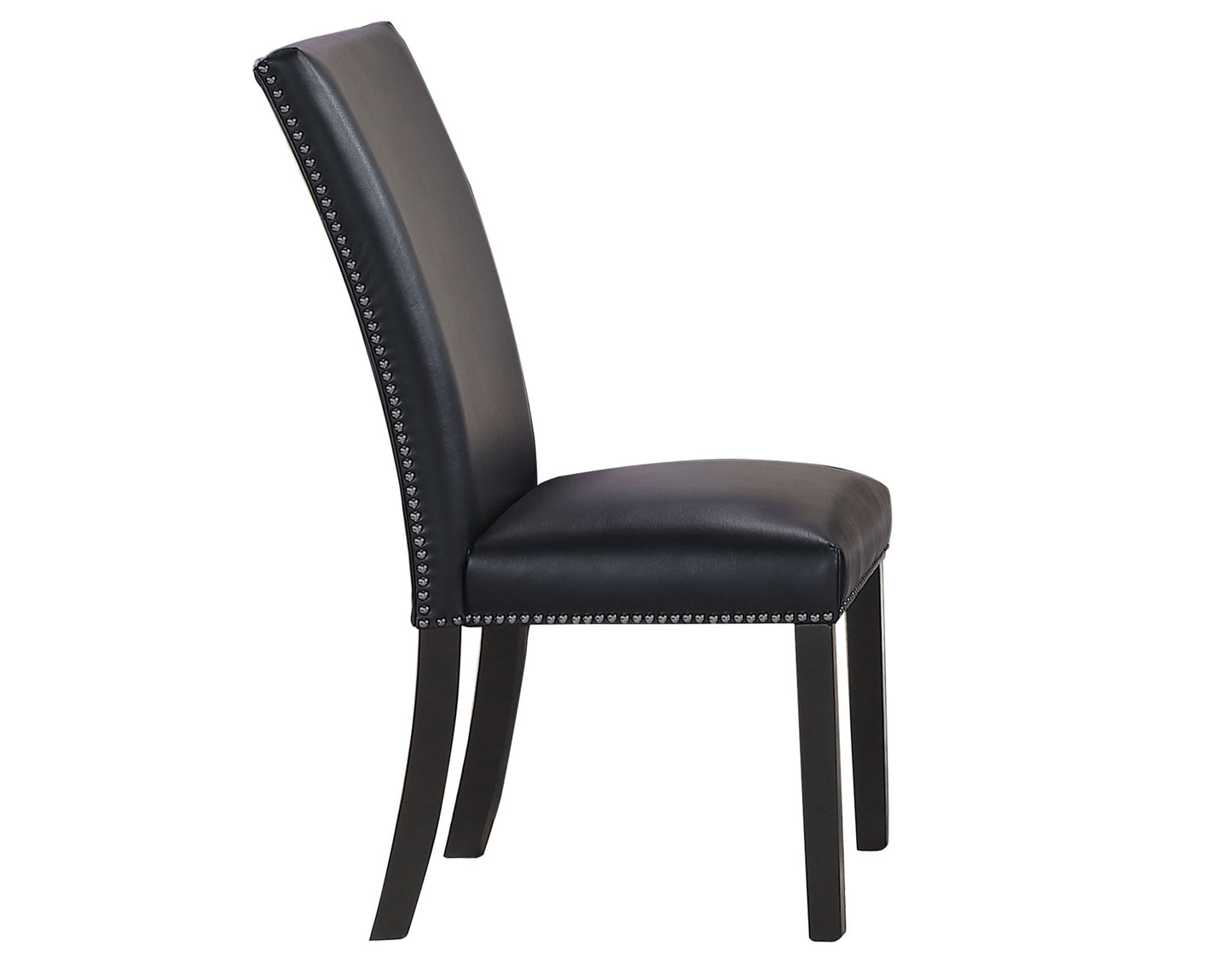 Artemis 5 Piece 70″ Rect White Marble Table, Black Finish w/4 Black Vegan Leather Chairs