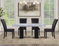 Artemis 5-Piece 70″ Rect Gray Marble Table, Black Finish w/4 Black Vegan Leather Chairs