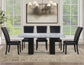 Artemis 5-Piece 70″ Rect Gray Marble Table, Black Finish w/4 Black Vegan Leather Chairs