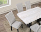 Artemis 5 Piece 70″ Rect White Marble Table, Black Finish w/4 Gray Chenille Chairs