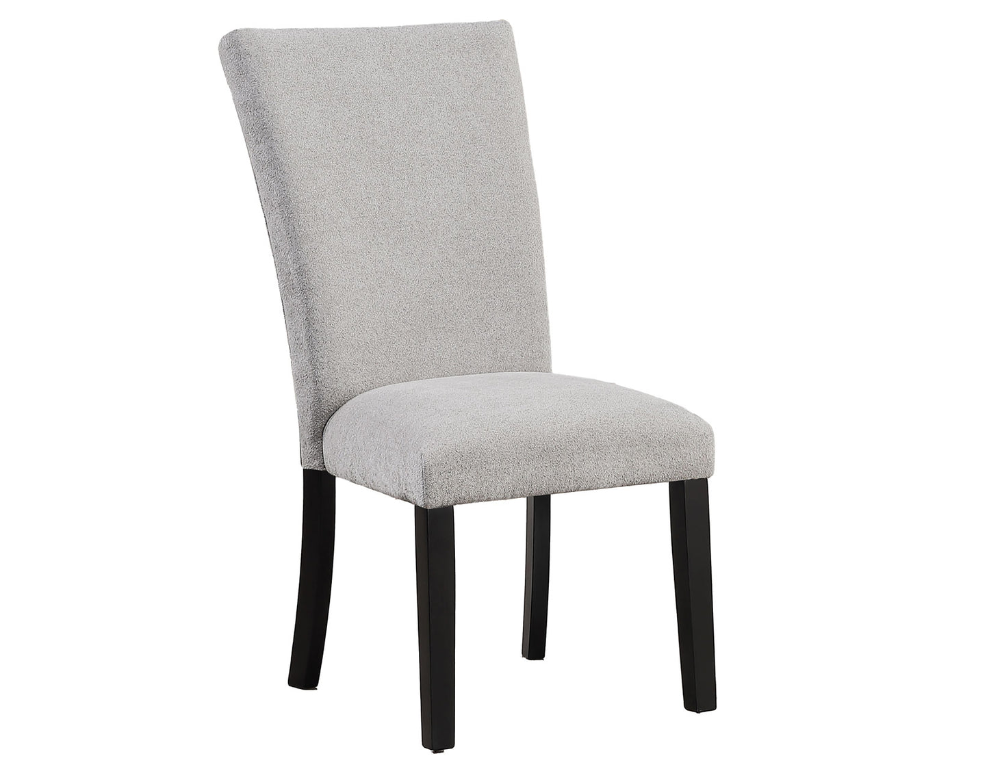 Artemis 5 Piece 70″ Rect White Marble Table, Black Finish w/4 Gray Chenille Chairs