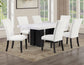 Artemis 5-Piece 70″ Rect White Marble Table, Black Finish w/4 White Vegan Leather Chairs