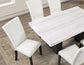 Artemis 5-Piece 70″ Rect White Marble Table, Black Finish w/4 White Vegan Leather Chairs