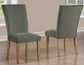 Artemis 70″ Rect White Marble Table, Tan Finish w/4 Green Velvet Chairs