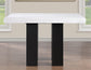 Artemis 5-piece 54″ Square White Marble Counter Table with 4 Black Vegan Leather Counter Chairs